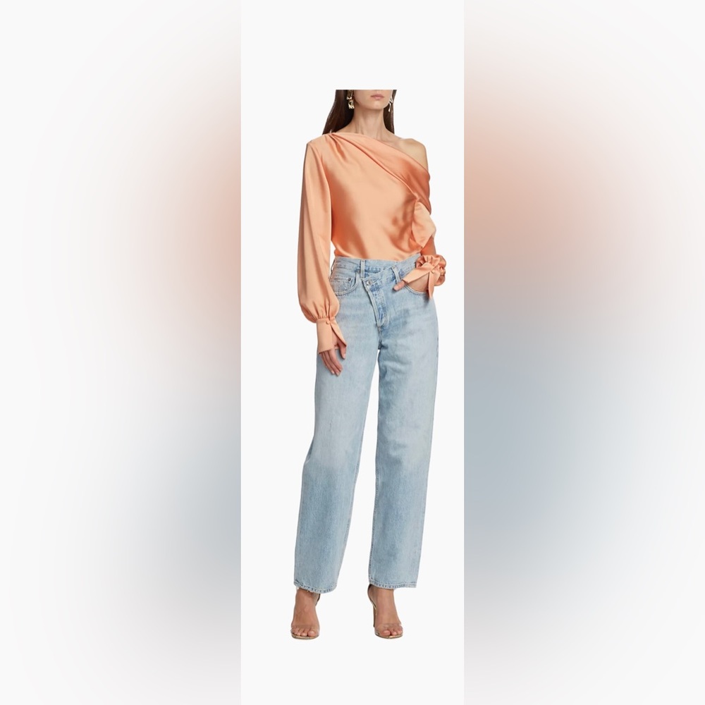($295 MRSP) - SIMKHAI, Alice One Shoulder Top, Sherbert, XS
